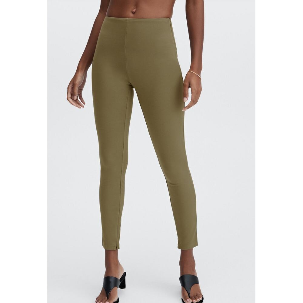 Fabletics 24/7 Skinny Pants Womens Small Green High Rise Side Zip Classic